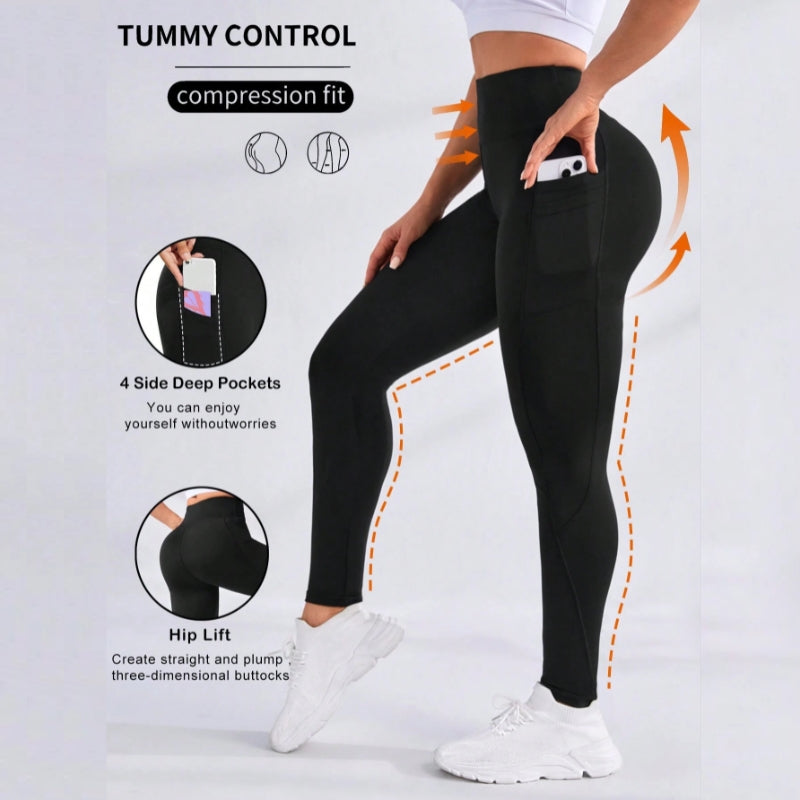 High Waist Thermal Lined Sports Leggings for Women - Winter Workout Pants